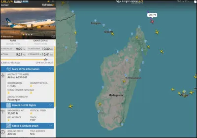 Quelle information peut-on g&eacute;n&eacute;ralement consulter en s&eacute;lectionnant un avion sur la carte ?
