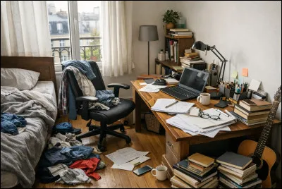 Tu rentres d'une soir&eacute;e &agrave; minuit, tu te douches puis tu vas dans ta chambre, &eacute;puis&eacute;e, mais malheureusement il y a du bazar partout sur ton lit !Que fais-tu ?