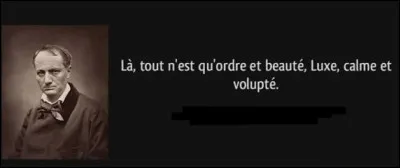 "L&agrave; tout n'est qu'ordre et beaut&eacute;, luxe, calme et volupt&eacute;" sont des vers de "L'Invitation au voyage" de Gustave Flaubert.