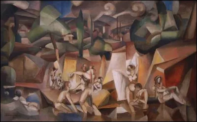 Sc&egrave;ne de genre r&eacute;alis&eacute;e en 1912, ''Les Baigneuses'' est l'&oelig;uvre du cubiste...