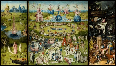 Quel peintre a r&eacute;alis&eacute; "Le Jardin des d&eacute;lices" et quel est le format de l'&oelig;uvre ?