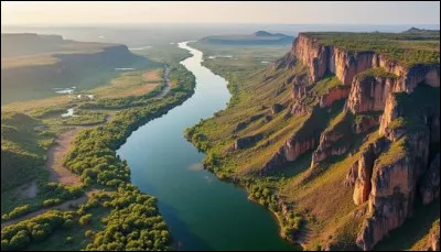 Le fleuve Zamb&egrave;ze passe entre la Zambie et le Zimbabwe.