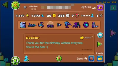 Quel est le pseudo du cr&eacute;ateur de Geometry Dash ?