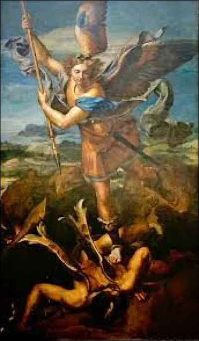 Quel est le titre de cette uvre de Raphaël, peint en 1505, exposée au musée du Louvre, qui est une allégorie du combat du bien contre le mal ?
