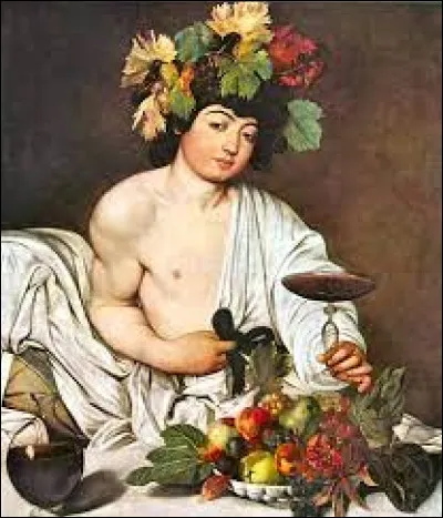 Quelle divinité a été représentée dans ce tableau peint en 1594 par Le Caravage ? C'est le dieu romain de la fête et du vin :