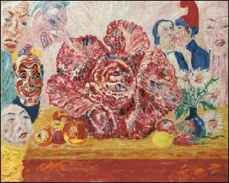 Quel peintre belge a ralis 'Chou rouge et masques' ?