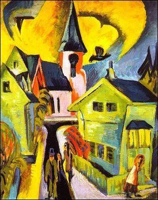 Quel peintre expressionniste allemand a ralis 'Village  l'glise rouge' ?