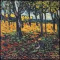 Quel peintre a reprsent 'Les arbres rouges' ?