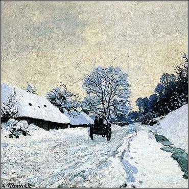 Qui a peint La charrette route sous la neige Honfleur ?