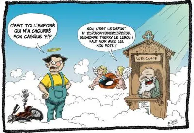 (Cette photo reprsente Saint Pierre, Coluche et 2 anges) Je suis... .