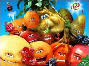Quel est le slogan de la pub OASIS qui met en action des fruits pour des boissons fruites ?