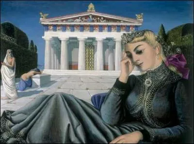Qui a peint 'Jeune fille devant un temple' ?