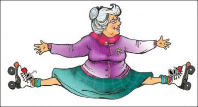 Pour faire une telle acrobatie, cette vieille dame doit avoir la...