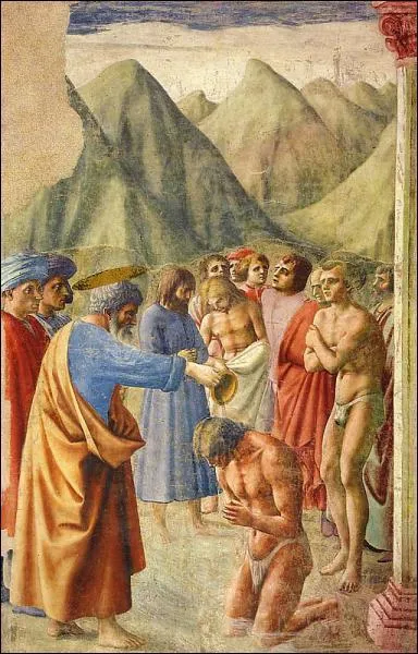 Quelle est l'poque de ce tableau de Masaccio (Dtail du Baptme des Nophytes)