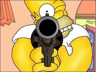 Sur cette image , sur qui Homer pointe-t-il son pistolet ?