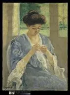 Qui a peint 'Augusta cousant devant la fentre' ?