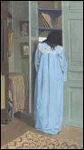 Qui a peint 'Intrieur, femme en bleu fouillant dans une armoire' ?