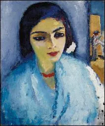 Qui a peint 'Femme en bleu au collier rouge' ?