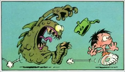 Comment s'appelle ce geek se faisant poursuivre par l'un de ses monstres de jeux vidos ?