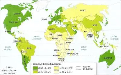 Que dire de l'esprance de vie dans ces pays pauvres de la question 5 ?