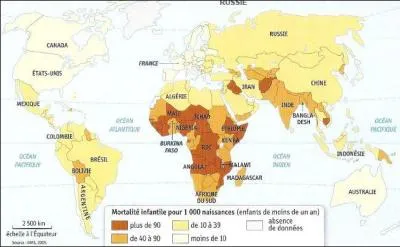 Les pays o la mortalit infantile est basse sont reprsents en :