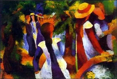 Quel peintre membre du groupe 'Le cavalier bleu' n en 1887 a ralis 'Jeunes filles sous les arbres' ?