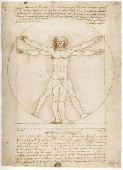 Quel est le sujet de ce dessin? (L'homme de vitruve)