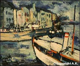 Qui a peint 'Scne du fleuve avec un bateau' ?