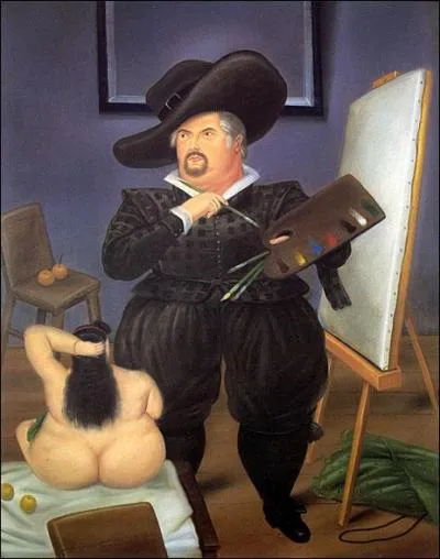 Voici mon autoportrait. Je suis colombien; ici je me suis reprsent en Vlazquez, un peintre que j'admire.
