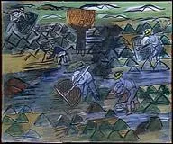 Qui a peint 'La pche  la crevette' ?