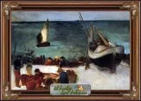 Qui a peint 'Bateaux de pche et pcheurs' ?