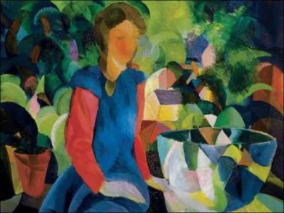 Quel peintre membre du groupe 'Le cavalier bleu' a ralis 'Jeune fille avec des poissons dans un rcipient en verre' ?