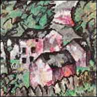 Qui a peint Paysage aux trois maisons rouges ?