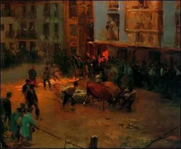 Qui a peint le tableau nommé : "Taureaux sur la place" ?