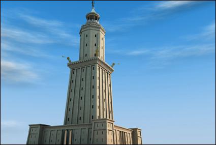 La septième et dernière Merveille : le phare d'Alexandrie , dont les travaux auraient été initiés par Ptolémée Ier et finis sous le règne de Ptolémée II. Le phare aurait servi de :