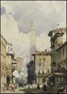 Quel peintre anglais a reprsent les tours penches de Bologne ?