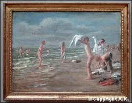 Quel peintre allemand a ralis 'Baigneurs' ?