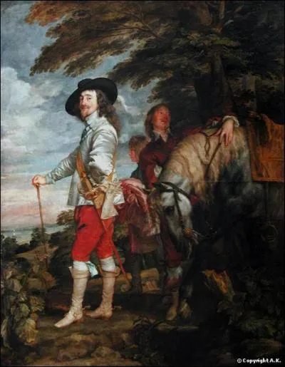 Quel roi, dcapit en 1649, est peint ici  la chasse par Antoon Van Dyck ?