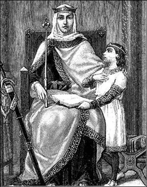Quelle petite-fille d'Alinor, marie  12 ans et veuve en 1225, est reprsente ici avec son fils Saint Louis ?