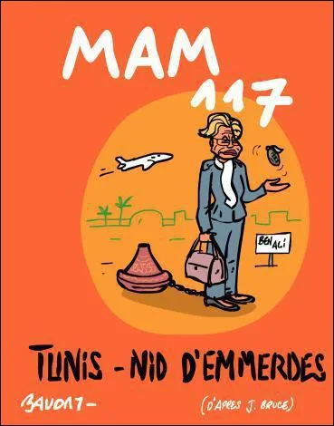 Pour se dfendre d'avoir commis une faute en empruntant le jet d'Aziz Miled, MAM a affirm que l'immolation de Mohamed Bouazizi (drame dclencheur de la rvolution tunisienne) n'a eu lieu :