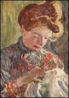 Qui a peint 'Femme cousant' ?