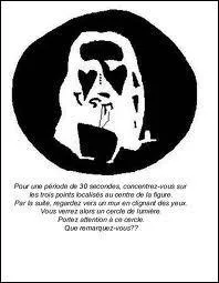 Regardez cette image pendant 30 secondes et posez juste aprs votre regard sur un mur blanc . Que voyez-vous ?