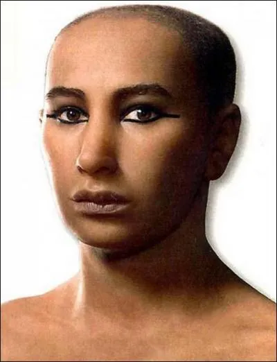 Ce visage, reconstitu en silicone, reprsente un homme  la tte rase et aux yeux peints au khl, selon les normes de son poque : qui est-ce ?