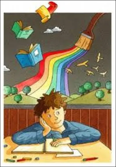 Et malgré les menaces du maître 
Sous les huées des enfants prodiges 
Avec des craies de toutes les couleurs 
Sur le tableau noir du malheur 
Il dessine le visage du bonheur