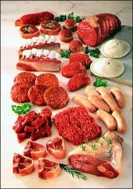 Par quelle couleur la viande de volaille, de veau ou de porc est-elle désignée ?