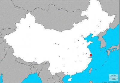Quelle est la ville chinoise indique par un point rouge sur la carte ?