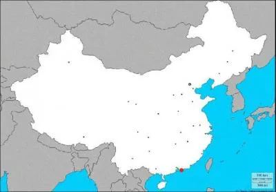 Quelle est la ville chinoise indique par un point rouge sur la carte ?