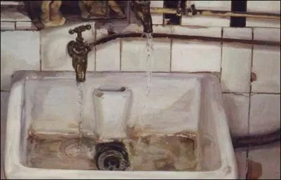 'Deux lutteurs japonais et lavabo'