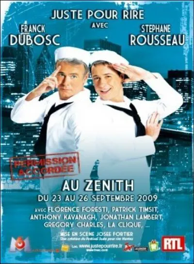 Dans le Festival Juste pour Rire prsent par Franck Dubosc et Stphane Rousseau, en quoi est-elle dguise lorsqu'elle les rejoint dans un sketch ?