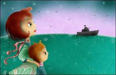 Nous avons aperu un bateau au ____.